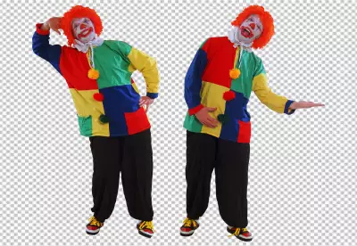 Clown character standup position transparent background 
