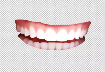 a close-up of a woman's smile also teeth are white and her lips are pink and healthy looking