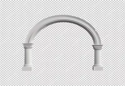 Elegant White Classical Archway with Decorative Columns and Roman Architecture image
