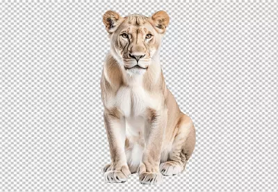 Majestic Lioness Sitting Gracefully for Wild Animal Designs image