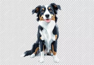 Happy Australian Shepherd Dog Smiling Cutout PNG Image image