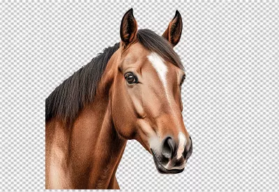 Majestic Brown Horse Headshot PNG for Elegant Equine Designs image