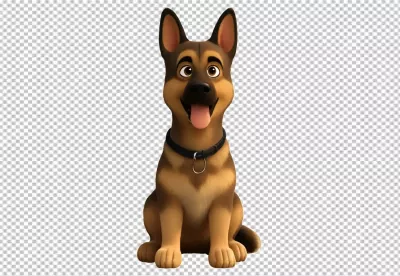 Happy Animated German Shepherd Dog Portrait with a Playful Expression image