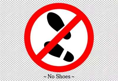 No Shoes Allowed Sign with Footprints and Red Slash