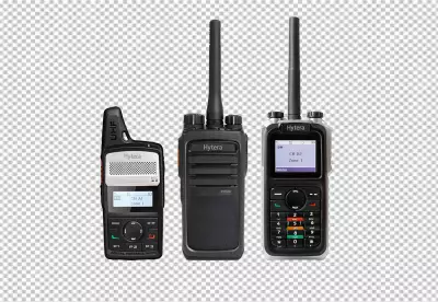 Portable radios walkietalkie Twoway radios rechargeable 3D rendering isolated on transparent