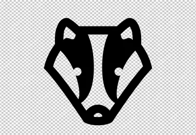 Minimalist Black Outline Badger Head Icon on Dark Green Background image