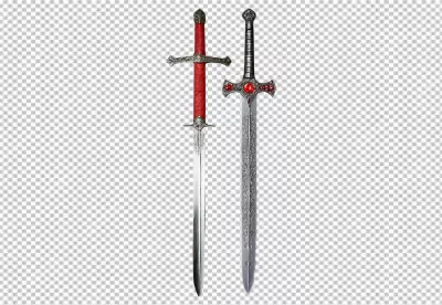 Elegant fantasy swords with unique hilt designs and decorative blades image