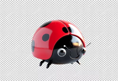 Cute 3D Cartoon Ladybug Insect Character with Red and Black Shell image