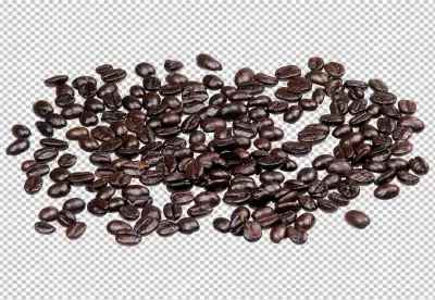 A bunch of coffee beans are on a checkered background PNG