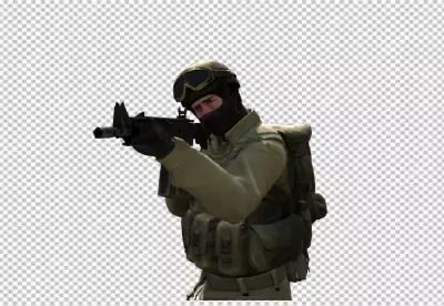 Serious brave soldier in military uniform  PNG