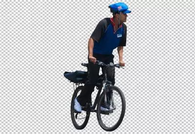 A cyclist man riding a bicycle isolated PNG