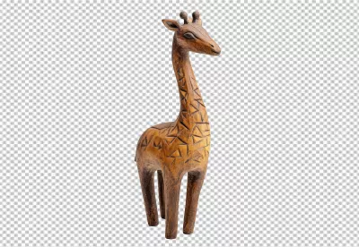 Handcrafted Carved Wooden Giraffe Statue for African Decor and Design Projects image