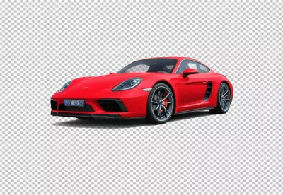 Vibrant Red Porsche 718 Cayman Luxury Sports Car Isolated on White Background image