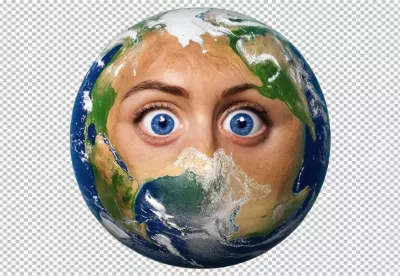 Global Environmental Crisis with Human Eyes Peeking from Distressed Earth image