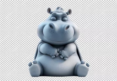 Cute 3D Cartoon Hippo Character Sleeping Peacefully image