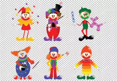 Colorful Clown in Party Hat | set clown character 