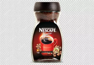 A jar of coffee beans sits next to a jar of coffee 