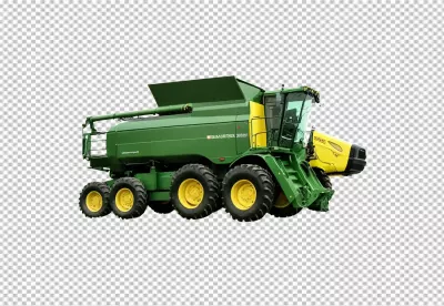 Powerful Green and Yellow Rostselmash Combine Harvester for Modern Agriculture on White Background image