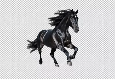 Majestic Black Horse Galloping with Flowing Mane and Tail for Dynamic Design image