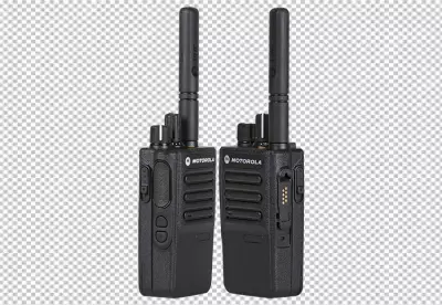 Black portable radio ht or walkie talkie in
