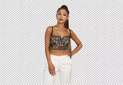 Elegant Woman in Lace Top and White Pants in Fashion show