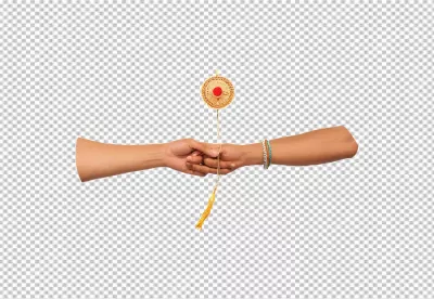 Close-up of Brother and Sister's Hands Celebrating Traditional Indian Raksha Bandhan Festival with Ornate Rakhi image