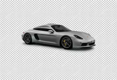 Sleek Silver Porsche Sports Coupe Isolated on Pristine White Background image