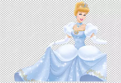 Beautiful cinderella with blue dress PNG BG
