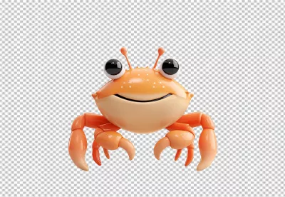 Cute 3D Cartoon Orange Crab Smiling for Fun Kids Designs image
