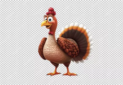 Happy Cartoon Thanksgiving Turkey Character for Festive Holiday Designs image