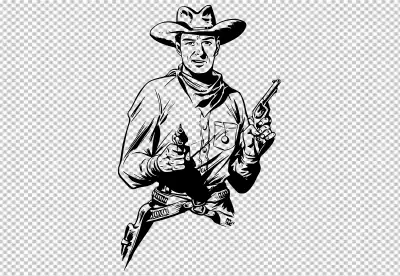 Cowboy drawing transparent background 
