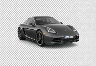 Luxurious Dark Grey Porsche Cayman Coupe Isolated on Clean White Background image
