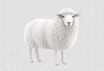 Cute White Sheep Standing Front View Fluffy Farm Animal PNG image