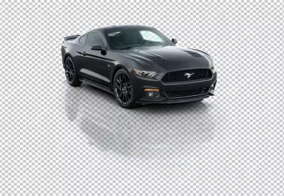 Sleek Dark Grey Ford Mustang Coupe with Stylish Black Wheels image