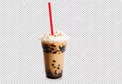 Refreshing Iced Coffee Frappe with Whipped Cream, Sprinkles, and Red Straw image