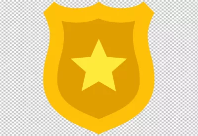 Gold Police Badge with Yellow Star Emblem on Black Background