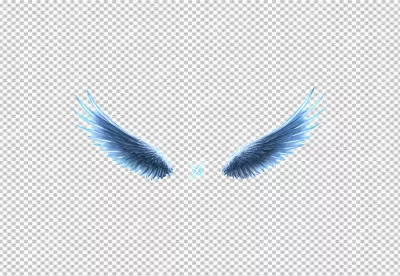 Ethereal Blue Feathered Wings with Radiant Sparkle and Star image