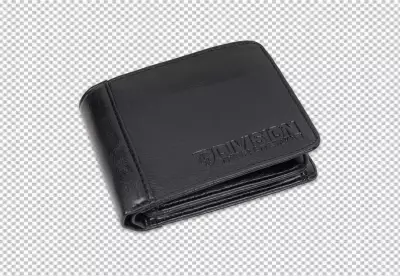 Black leather bi fold wallet a transparent background for mens accessories