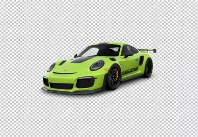 Dynamic Lime Green Porsche GT2 RS Sports Car Isolated on White Background image