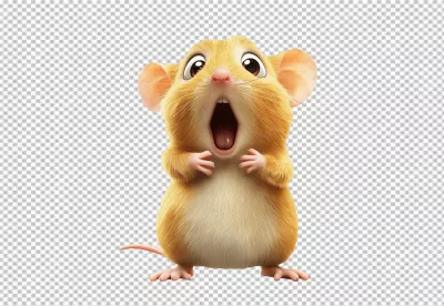 Cute Surprised Cartoon Mouse Character with Wide Open Mouth Looking Upwards image