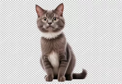 Charming Grey Cat with Amber Eyes and White Collar on White Background image
