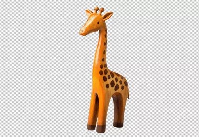 Charming Hand-Carved Wooden Giraffe Figurine for Safari Decor and Design Projects image