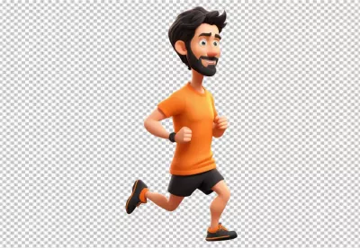 Energetic 3D Character Jogging in Orange Sportswear image