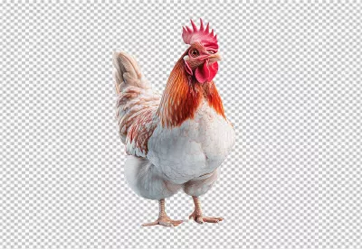 Majestic Farm Rooster with Vibrant Red Comb and White Feathers image