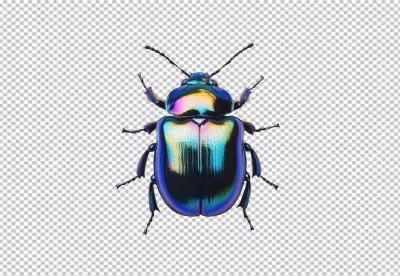 Vibrant Iridescent Beetle PNG Cutout: Stunning Metallic Insect for Design image