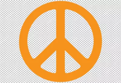 Orange Peace Symbol Icon on Black Background
