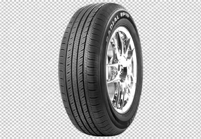 A photo of a tire in front and left side view with wile
