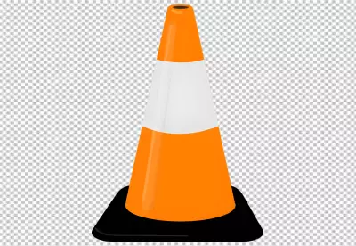 Traffic cone red and white Isolated PNG