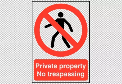 Private Property No Trespassing Sign with Person Silhouette