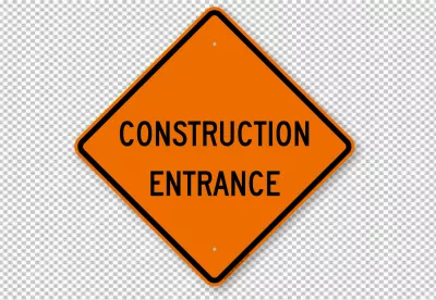 Orange Diamond Construction Entrance Warning Sign